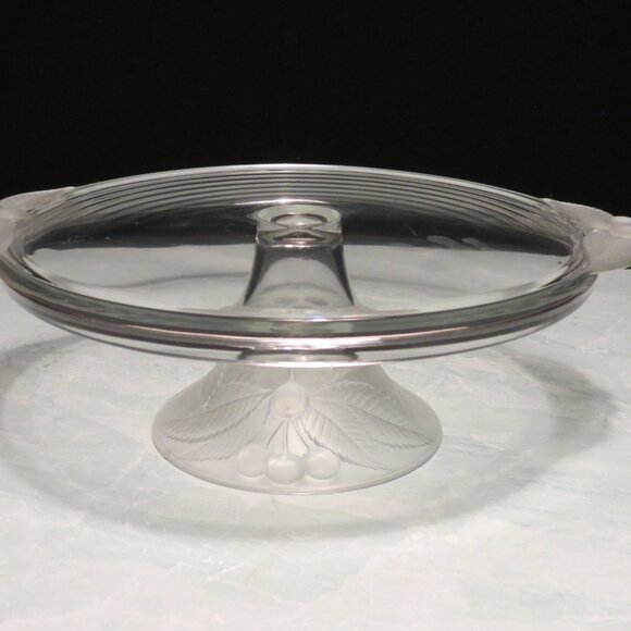 80s Mikasa Crystal Bountiful Footed Cake Stand Raised Frosted Cherry  - Picture 2 of 6